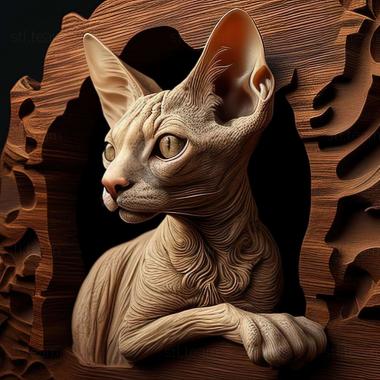 3D model Cornish Rex cat (STL)